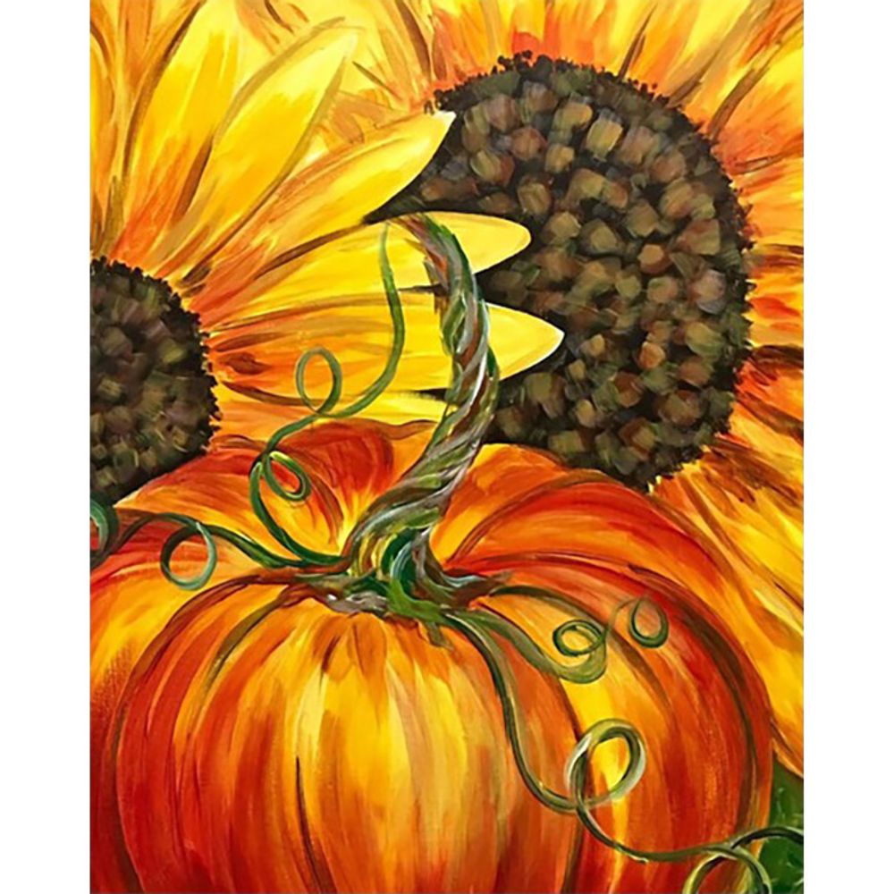 풍요로운 해바라기 호박 (패브릭형) 보석십자수 40x50