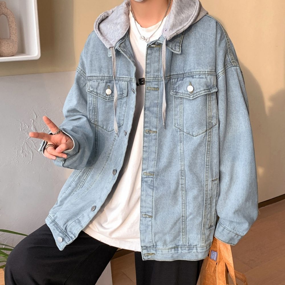 데님자켓 남녀공용 청자켓 탈부착 후드 2컬러 모던
