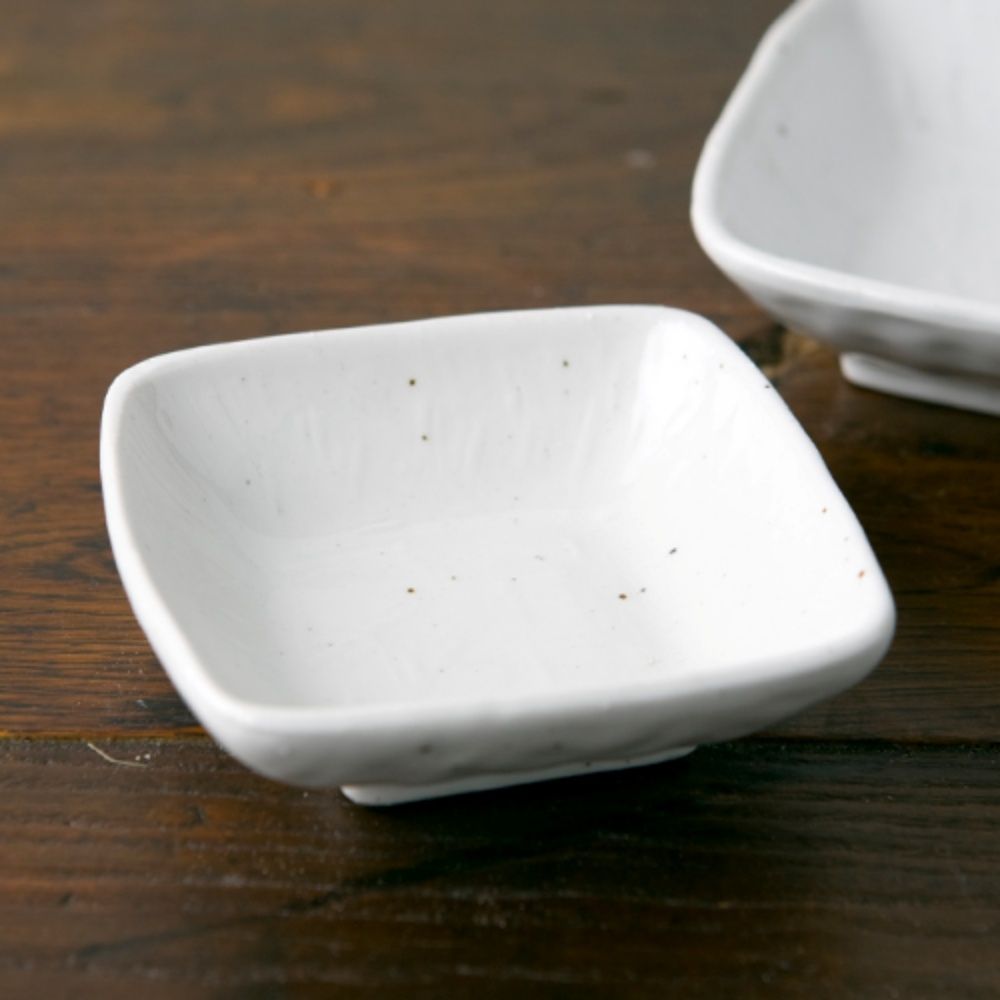 이천도자기 고백자주물럭 사각찬기 대 13cm