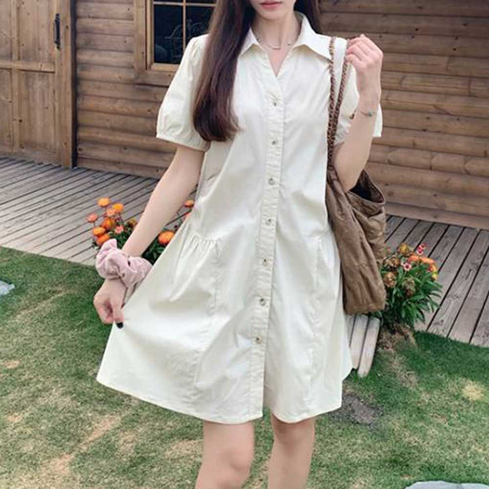 편한 여성 셔츠 원피스 카라 셔링 루즈핏 데일리 코디
