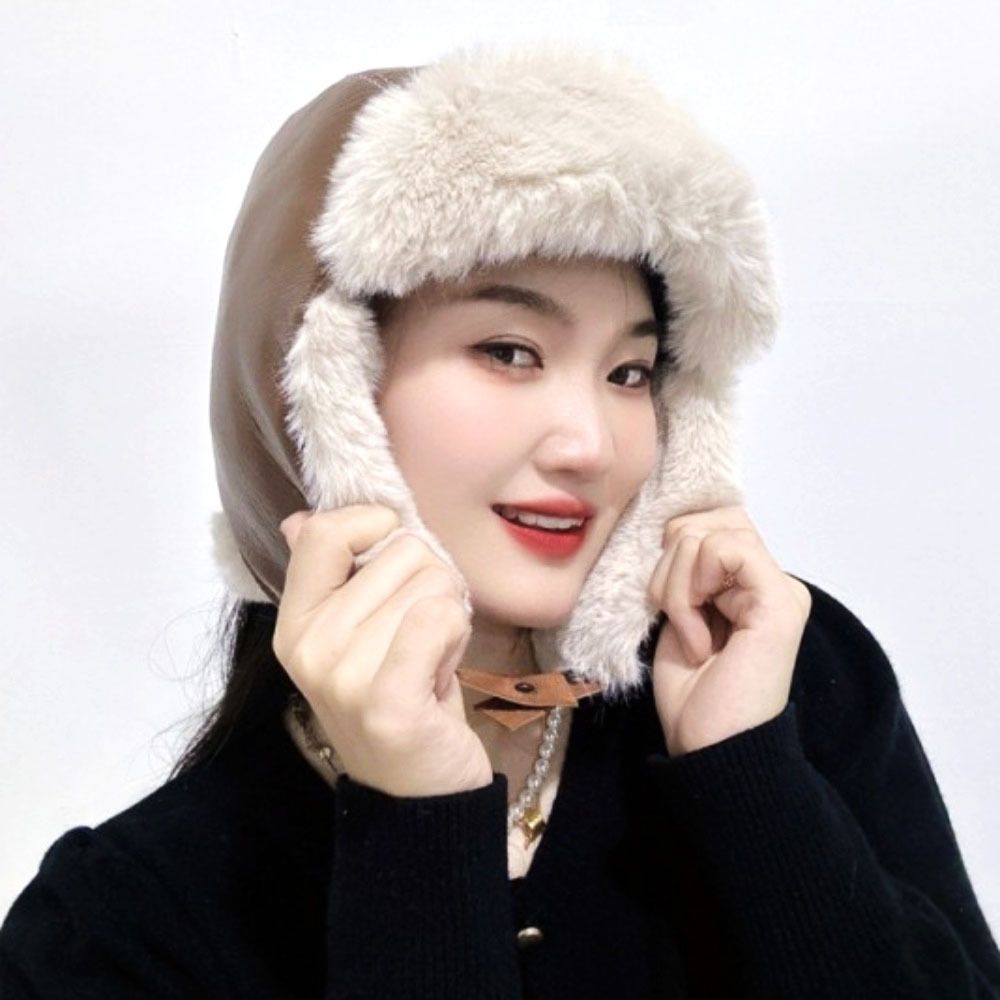 브라운 모자 방한 군밤 가죽 터프 귀다리모자 귀돌이