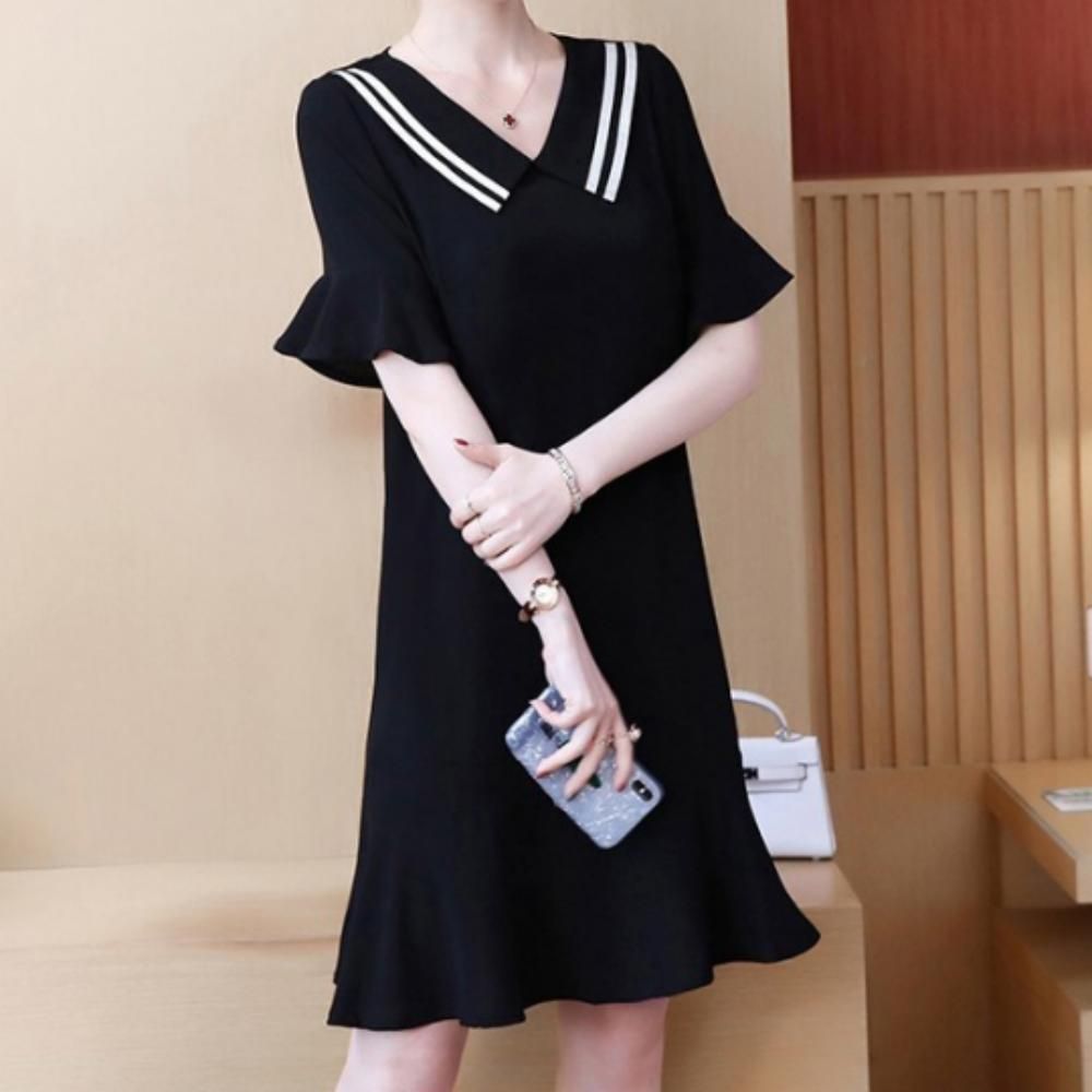 반팔 원피스 프릴 여성 여름 하객룩 브이넥