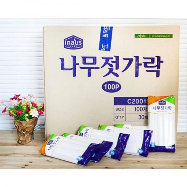 BOX 크린랲 나무젓가락 30P 100개입 일회용젓가락