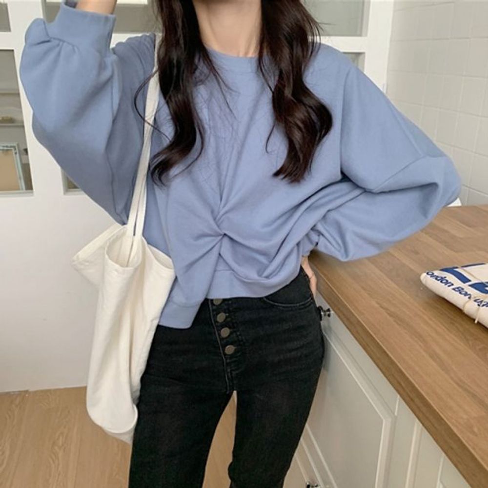 티 여성긴팔티 꼬임 캐주얼룩 여성루즈핏 긴팔티