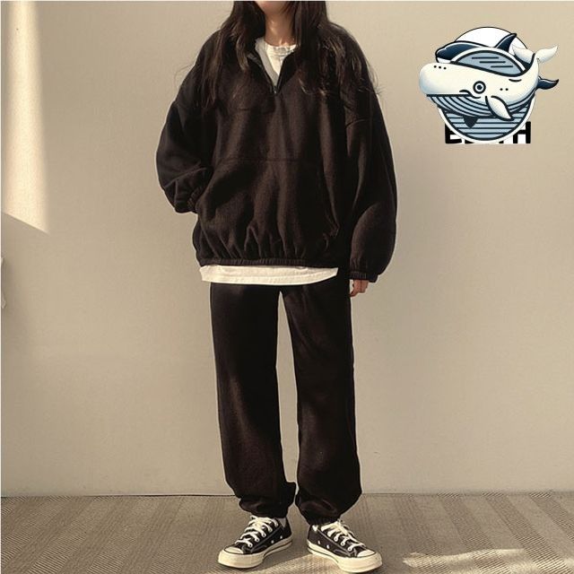 여성 데일리 조거팬츠 배색 반집업 편안한
