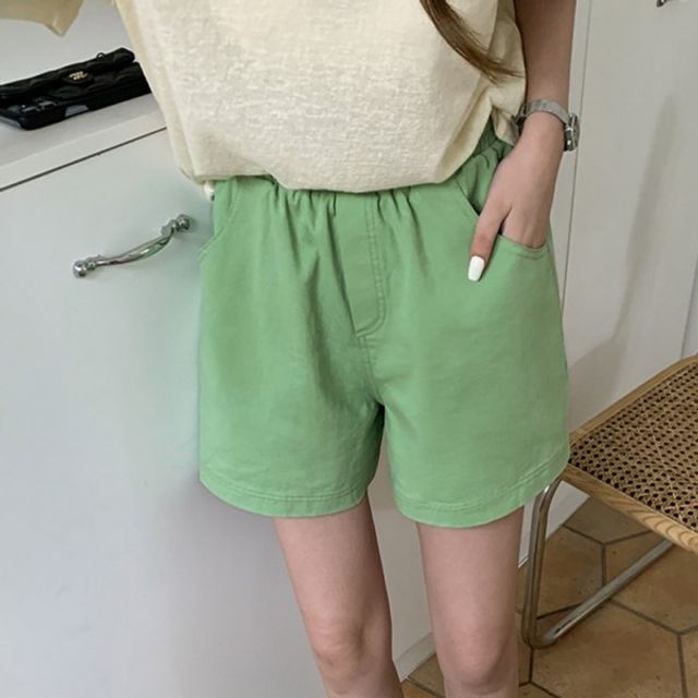 면 6컬러 워싱 기본 밴딩 데이 반바지 여름바지 편한