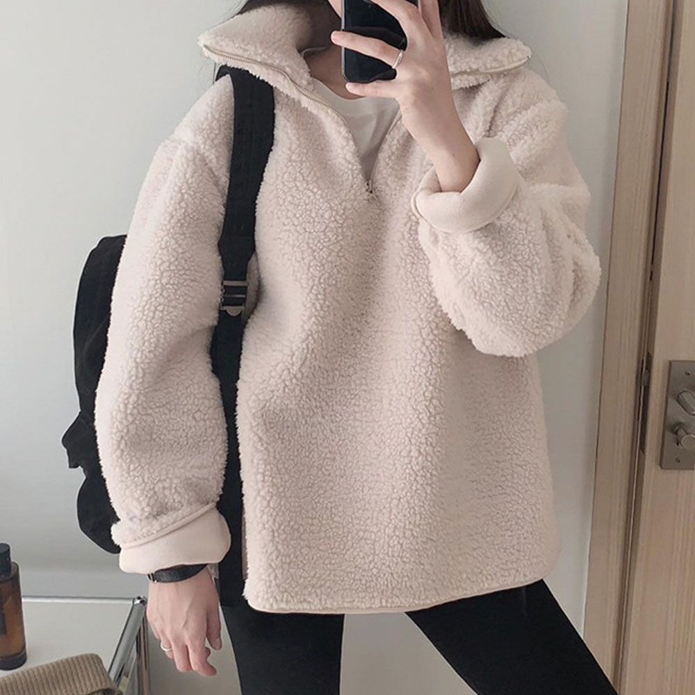 아우터 환절기룩 하프집업 여유로운핏 코디하기편