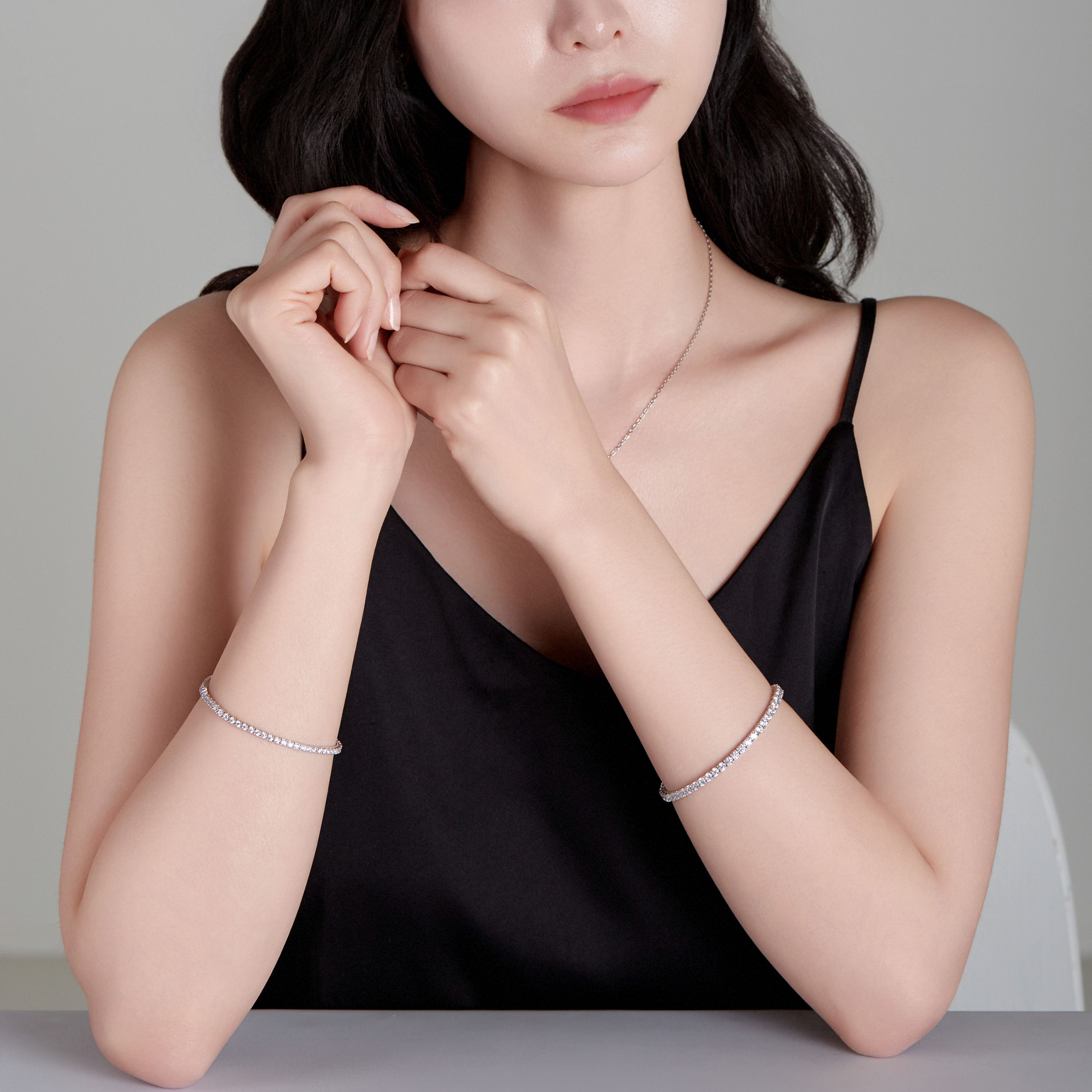 시뮬럿다이아 테니스 텅 클로저 팔찌 LS077Bc 2mm 3mm
