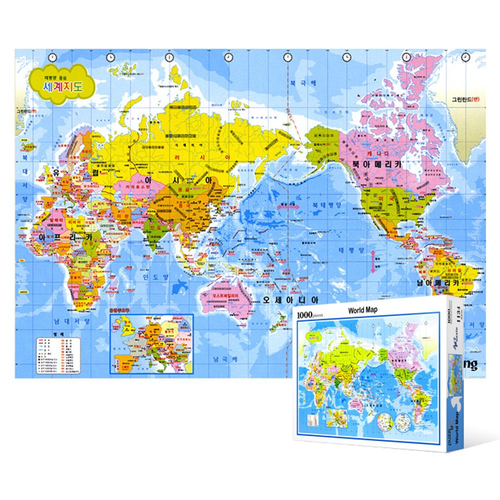 1000피스 직소퍼즐 - 머리에 쏙쏙 세계 지도 (한글판)
