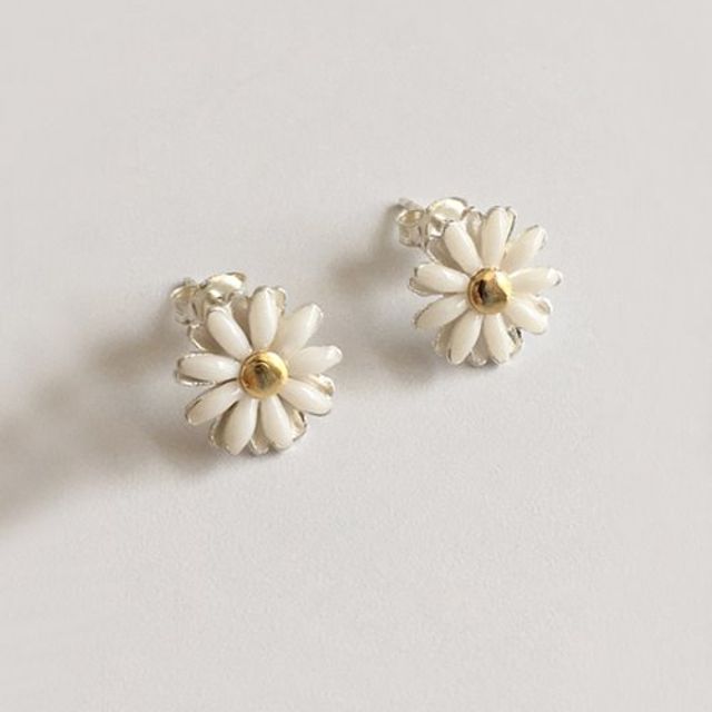 (silver925) white daisy earring