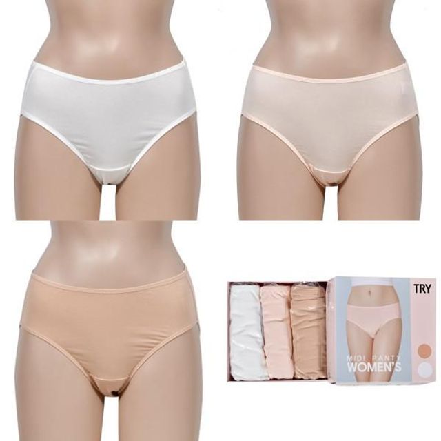 트라이 부드러운 촉감 데일리 여성 미디 삼각팬티 3매