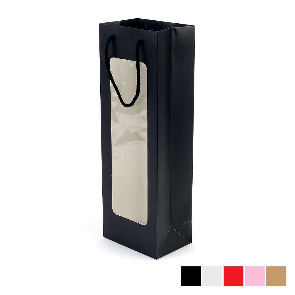 선물 포장 컬러 투명창 일자형 종이 쇼핑백(높이36)