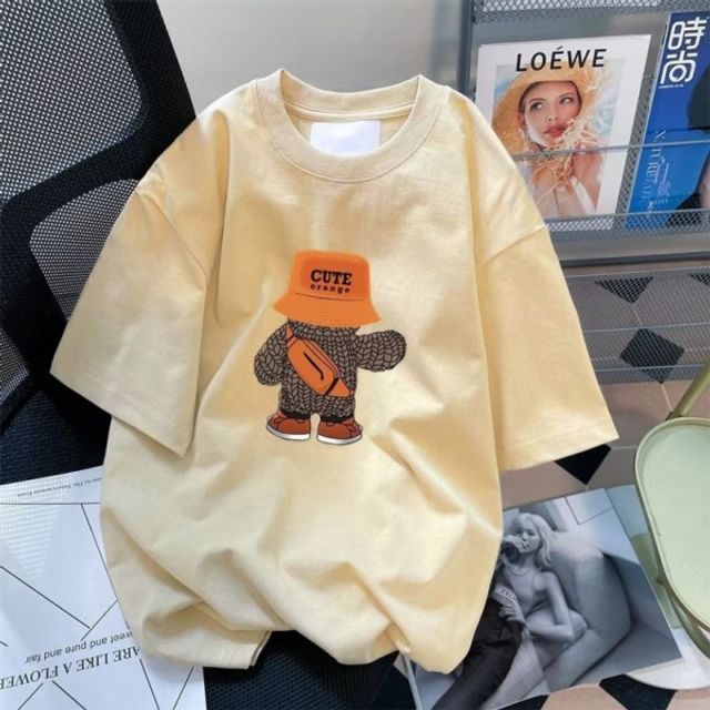 루즈핏 캐릭터 박시 기본 반팔 데이 숏 슬리브