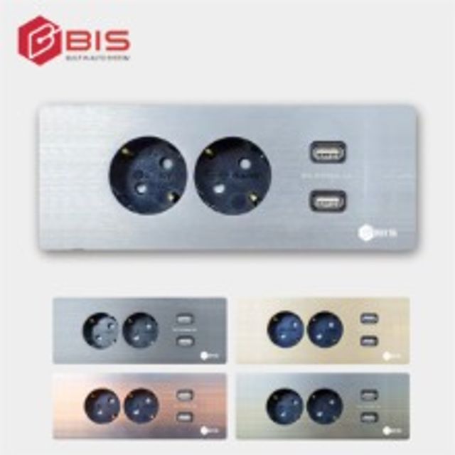 BIS 빌트인콘센트 BID-2002F 플렛 헤어라인 실버 테