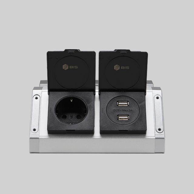 매직 코너 콘센트 코드형 BIB-201 실버 USB 포함