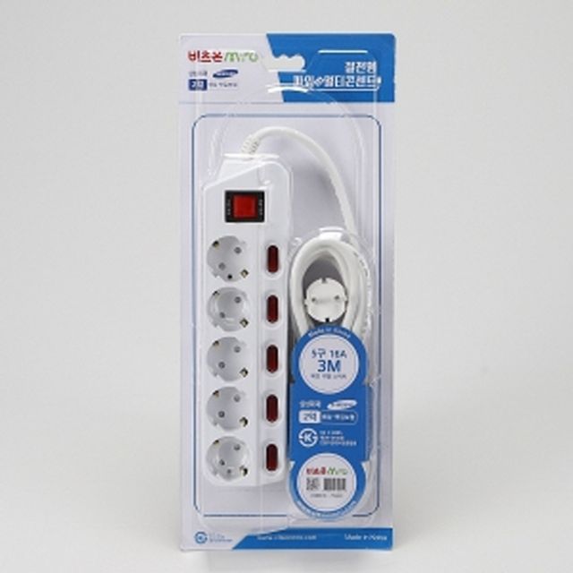 비츠온 멀티코드 개별 메인 5구 3M 16A(브리스터)