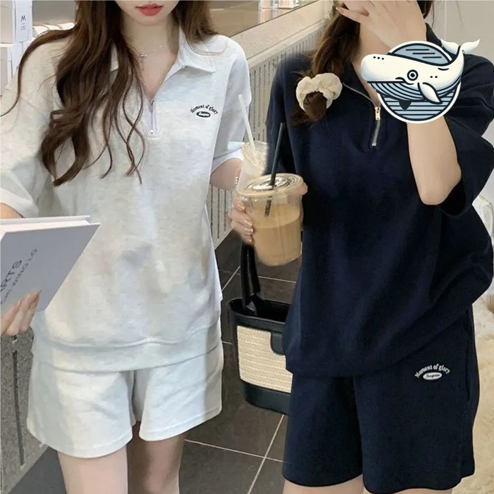 여성 여름 반팔 반바지 트레이닝 심플 편안한