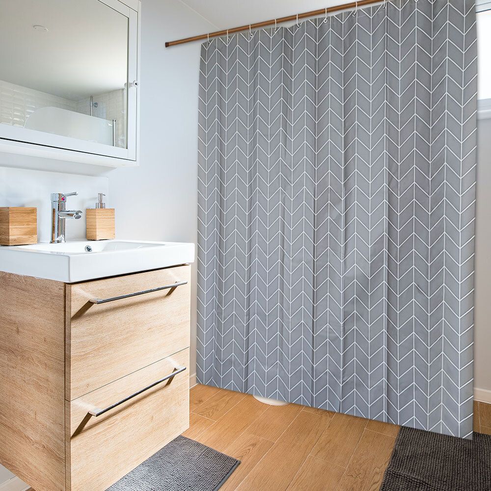 헤링본 체크 샤워 방수커튼 욕조커튼 커튼 가림막 중