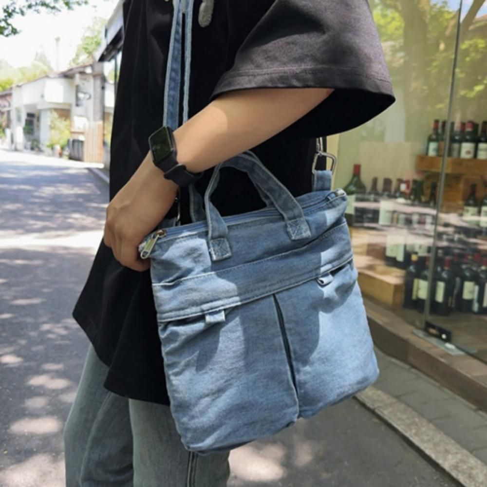 데님 크로스백 가방 남녀 패션 가벼운 라이트블루