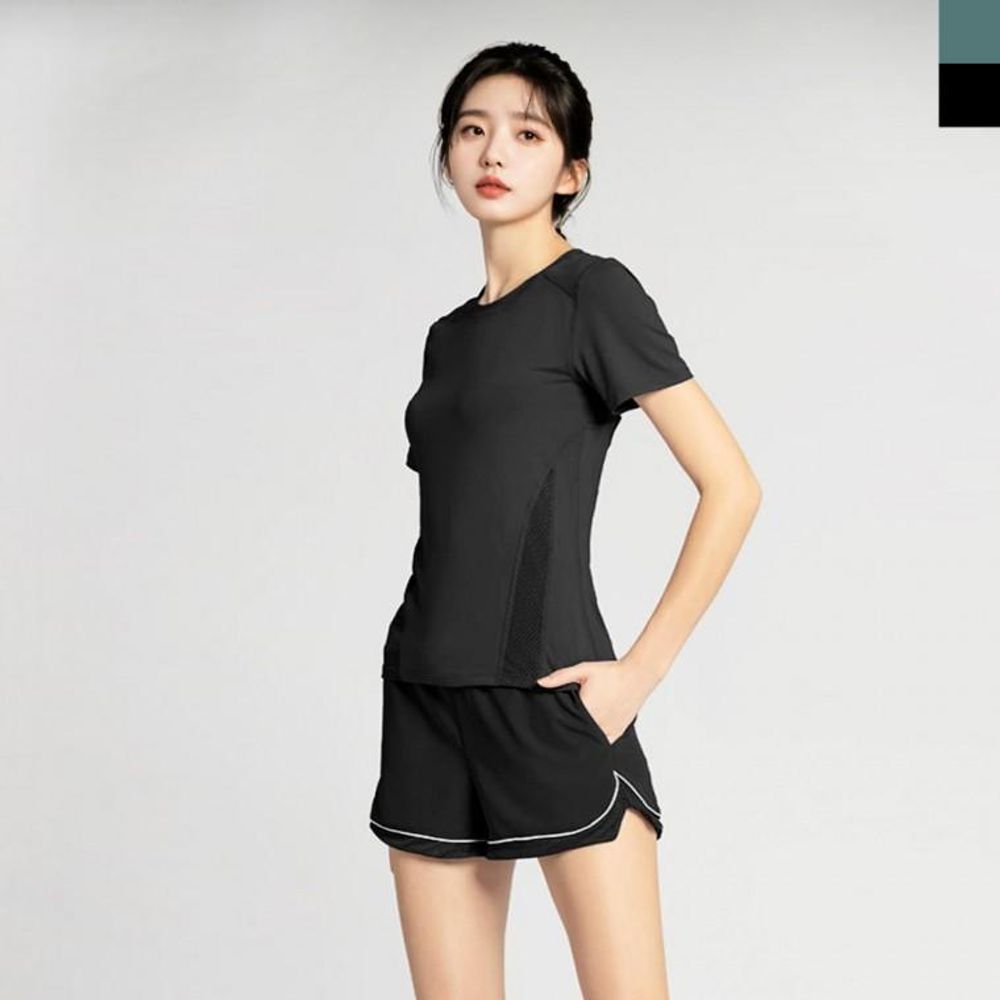 여성 여름 헬스 러닝 기능성 반팔 3부 숏팬츠 세트