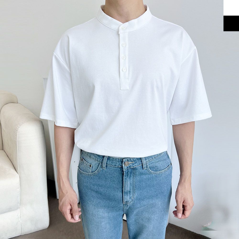 남성의류 남자빅사이즈차이나카라반팔티셔츠