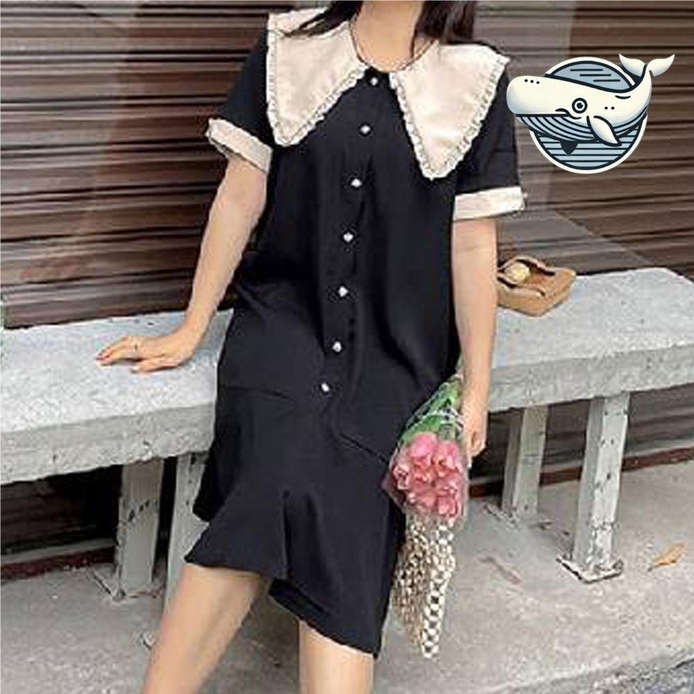 스타일리시 빅카라 원피스 여름 데일리 정장 룩