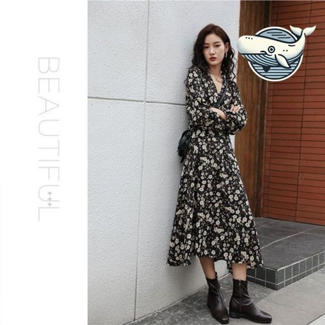 플로럴 패턴 여성 롱원피스 허리조임 여름