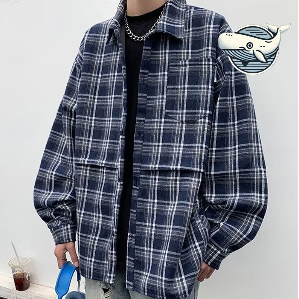 남성 체크프린트 긴팔 셔츠 스타일리시한 데일리