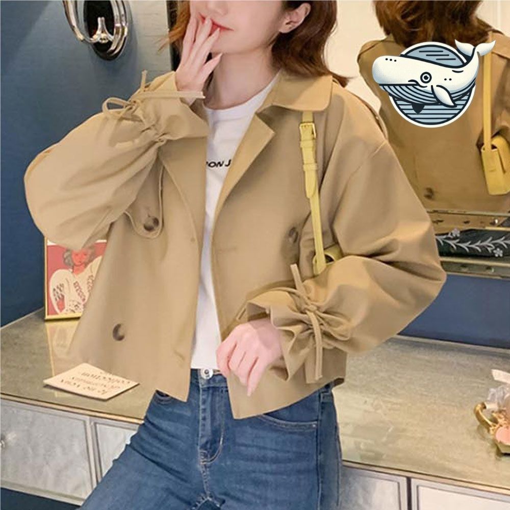 크롭 디자인 소매 스트랩 트렌치 자켓 데일리