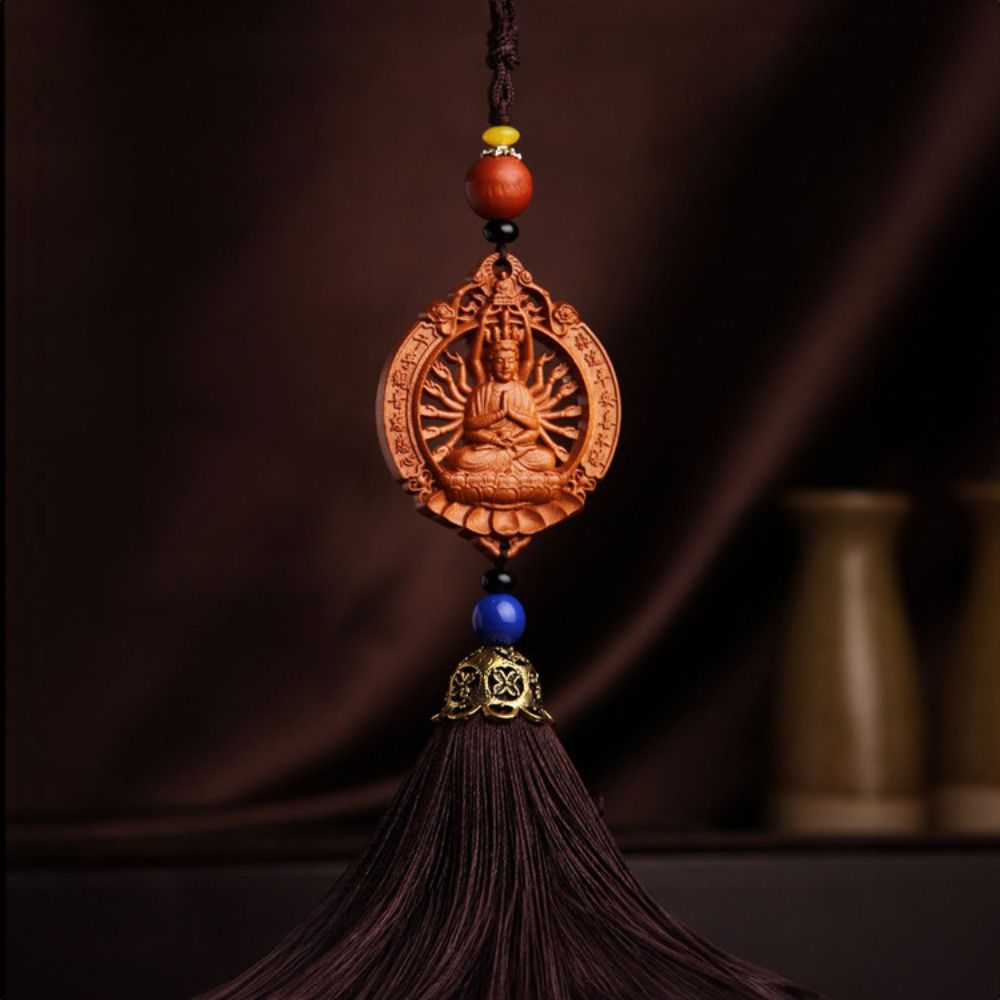 복숭아나무 조각 천수관음보살 룸미러걸이