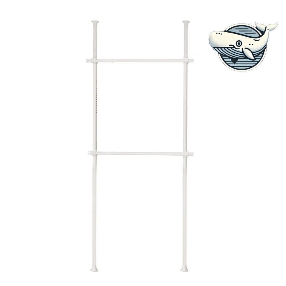 다용도 수납 행거 2단 화이트 천장 조정식