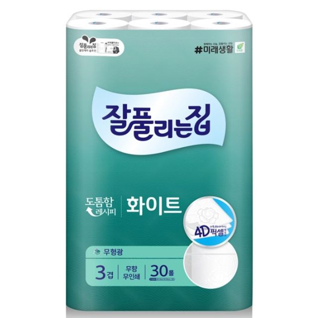 쿨샵 잘풀리는집 롤화장지 도톰한 화이트3겹 무향30롤