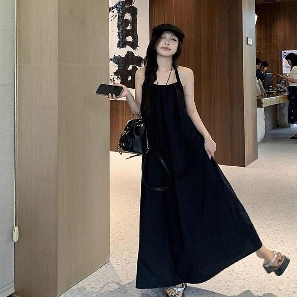 홀터넥 원피스 A라인 민소매 롱원피스 여자 여름 원피