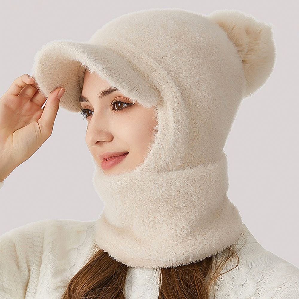 모헤어 부클 바라클라바 골프 겨울 여자 니트모자 방울모자 털모자