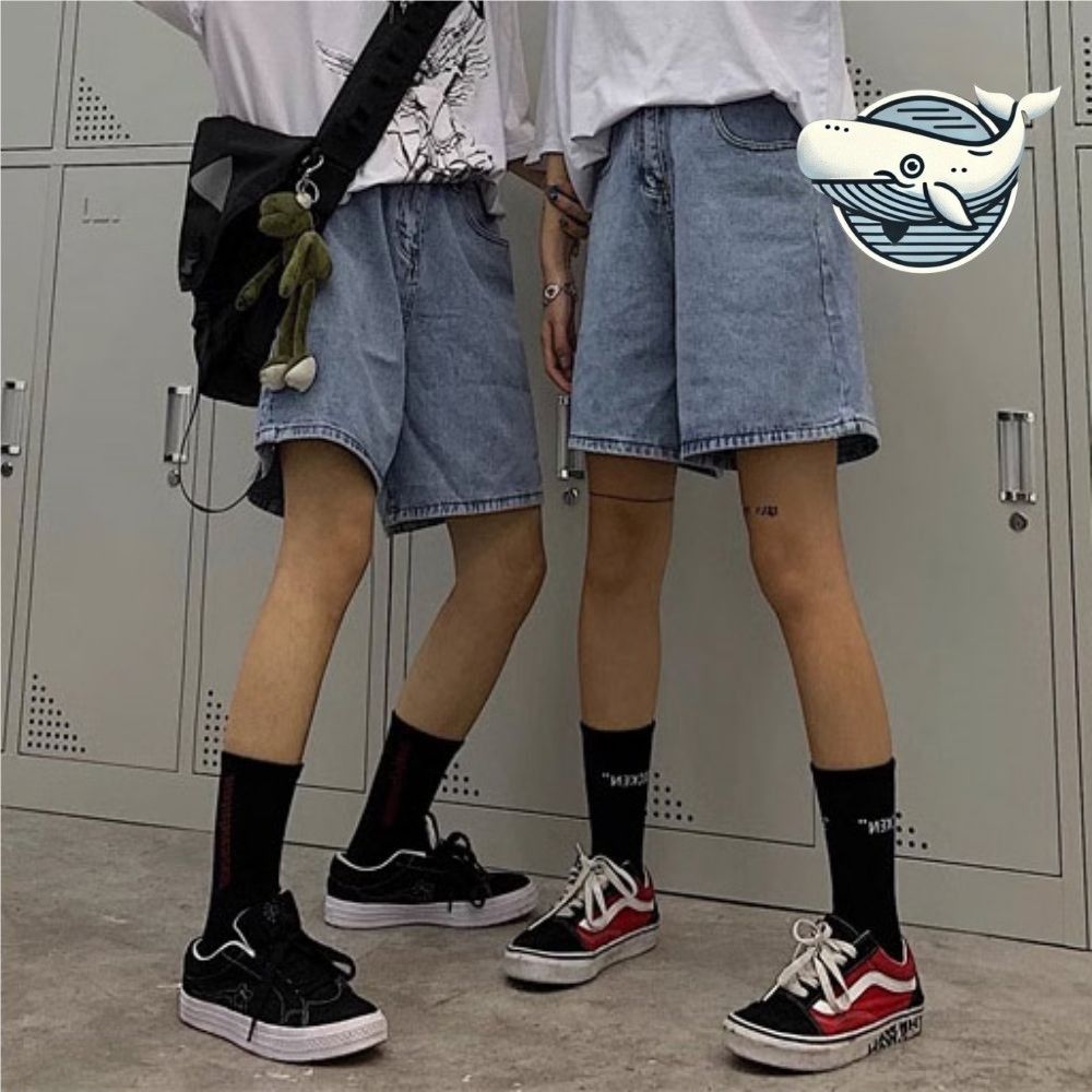 여름 데님 반바지 편안한 허리 밴딩 캐주얼