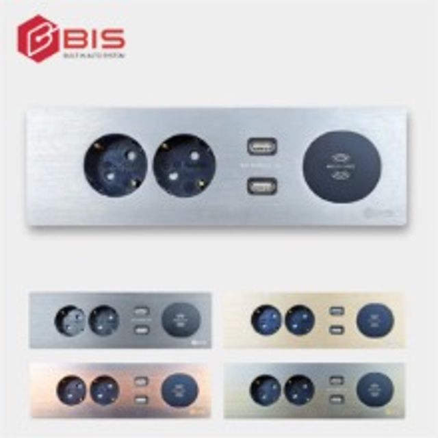 BIS 빌트인콘센트 BID-2002FW 플렛 헤어라인 실버