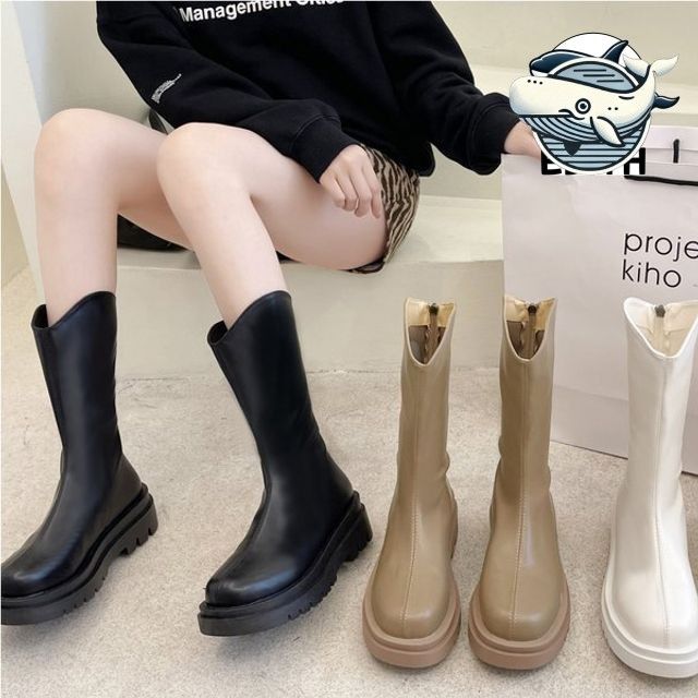 세련된 여성 미들부츠 따뜻한 통굽 첼시부츠