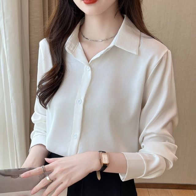 오피스룩 출근룩 하객룩 심플 새틴 셔츠 블라우스