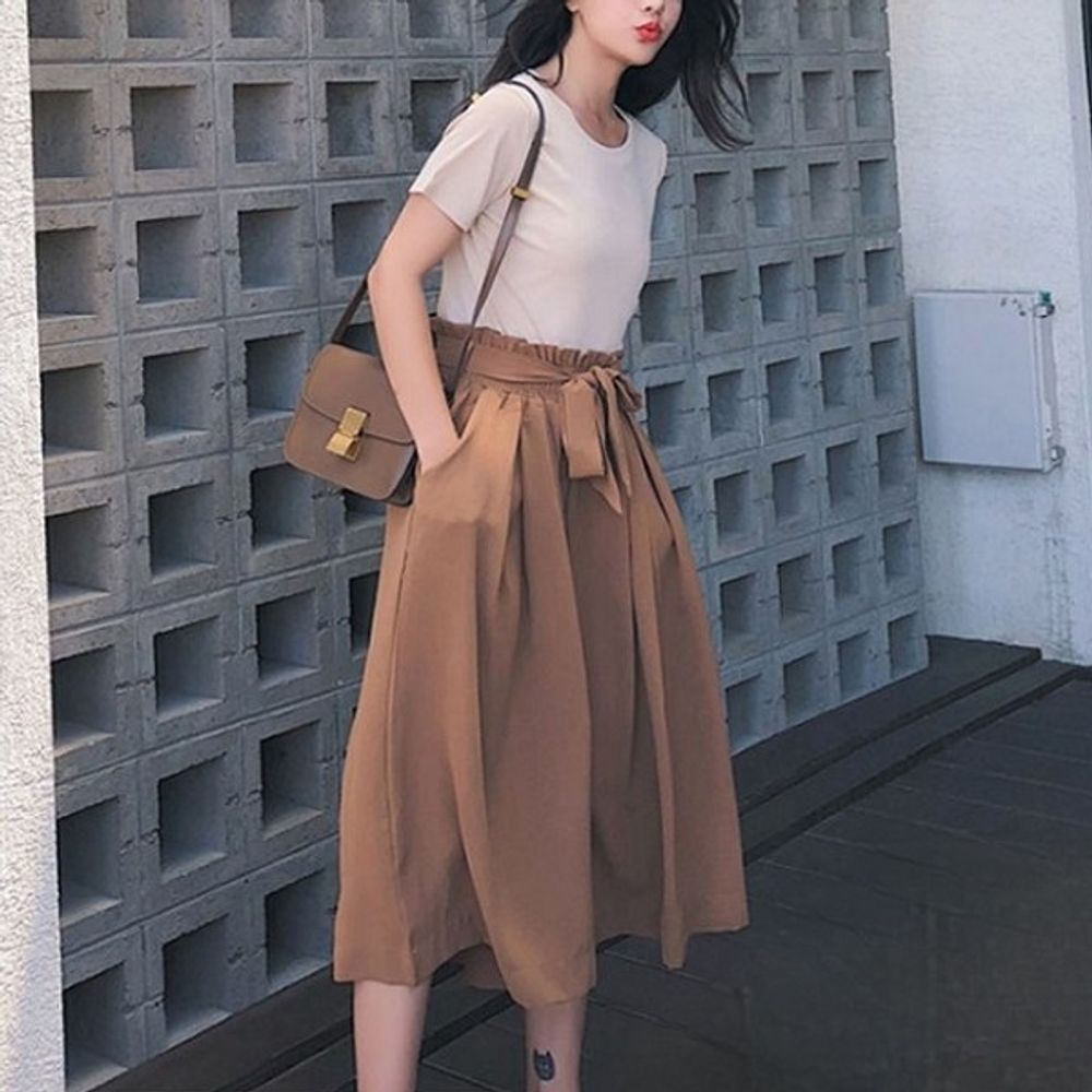 여성밴딩바지 와이드 여성밴딩와이드팬츠 여자 투