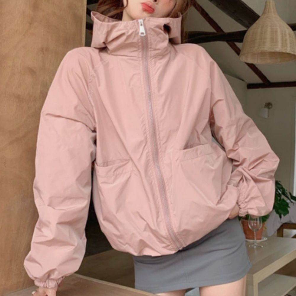 여성 바람막이 경량후드 점퍼 캐주얼 집업 운동복 4색