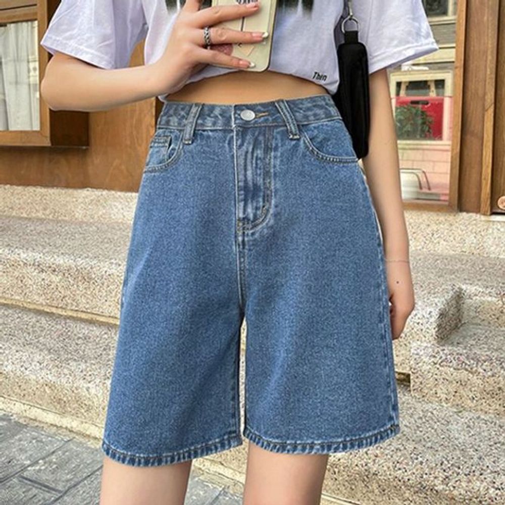 데님팬츠 데님바지 청반바지 5부 청 여성 통