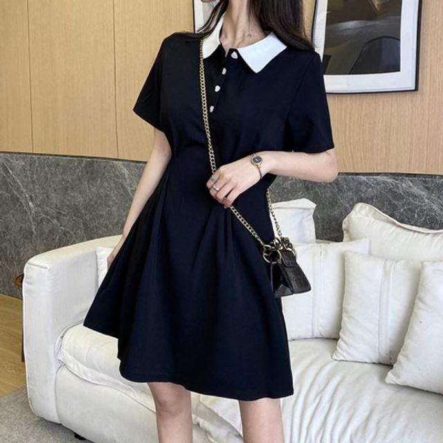 카라 블랙 미니 포인트 패션 여성 원피스 여자