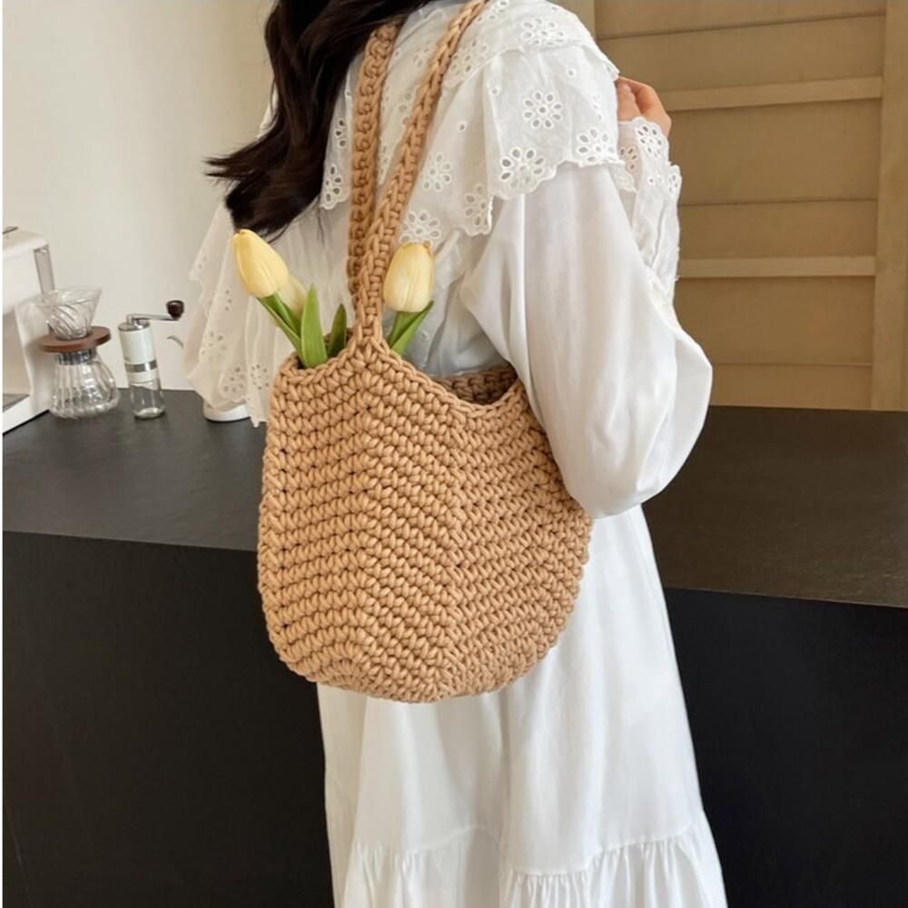 여성 캐주얼 데일리 나들이백 니트펀칭 포인트 숄더백