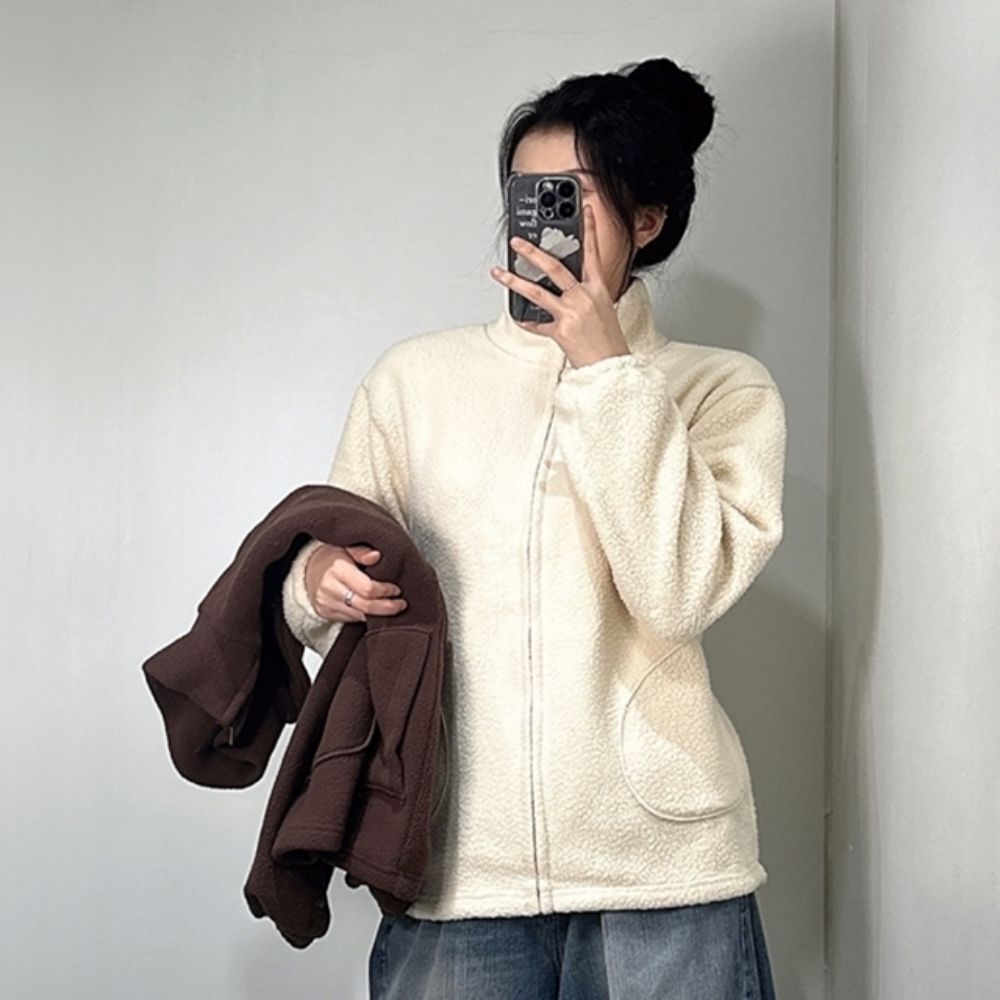 루즈핏 플리스 점퍼 하이넥 여자 양털 봄 후리