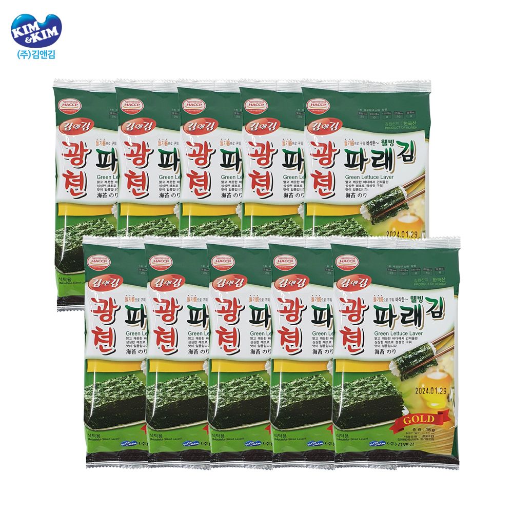 김앤김 맛있는 파래김(식탁용) 15g x 10봉지 한박스