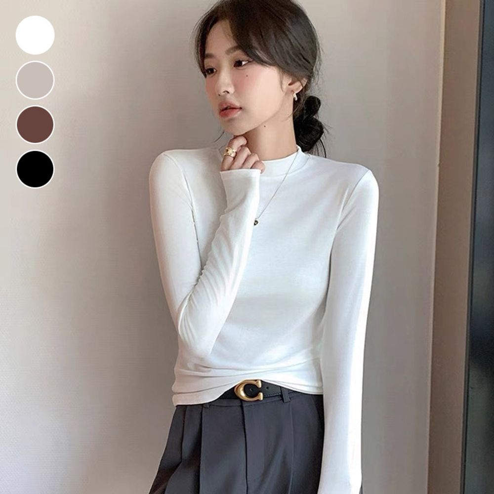 가을 여성용 반목티 반목티 긴팔 레이스나시
