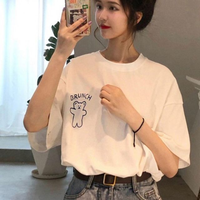 귀여운 프린팅 곰돌이 기본 포인트 데이 여성 라운트