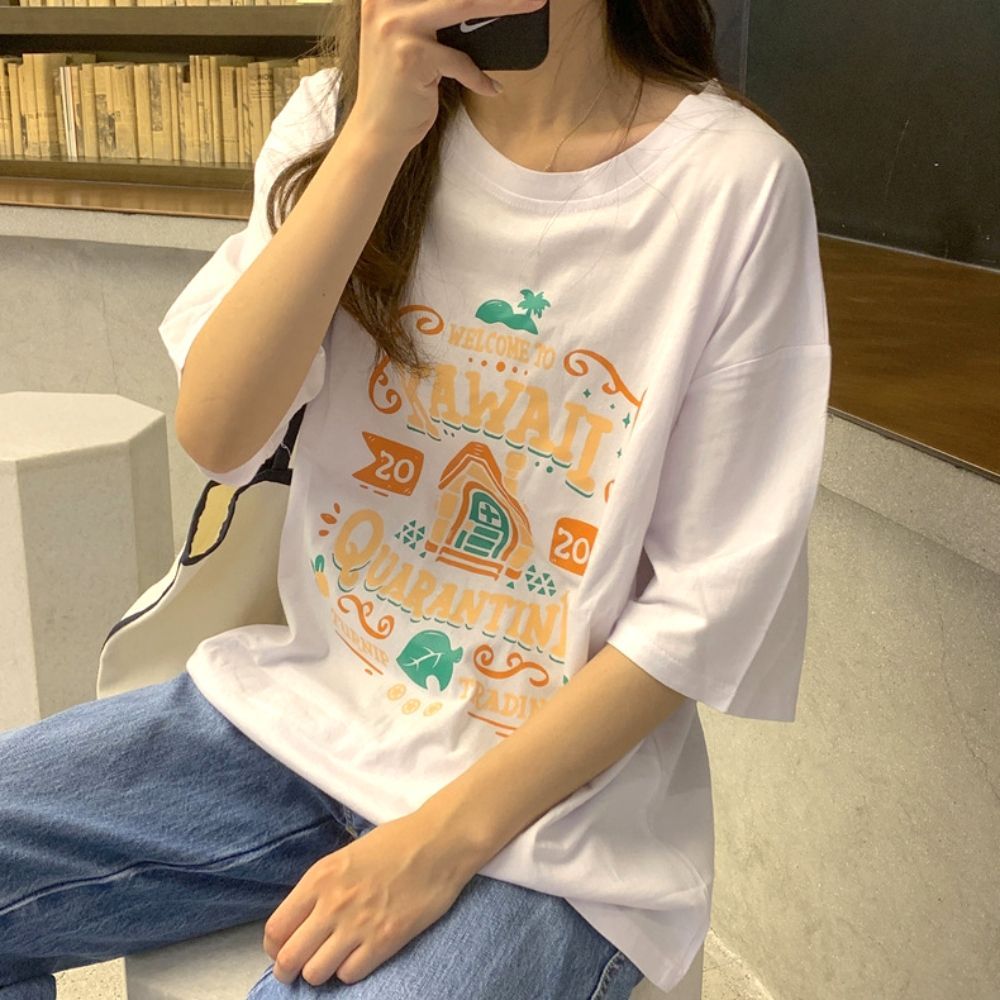 스트라이프 여자반팔 시원한 면티 박스 레이어드
