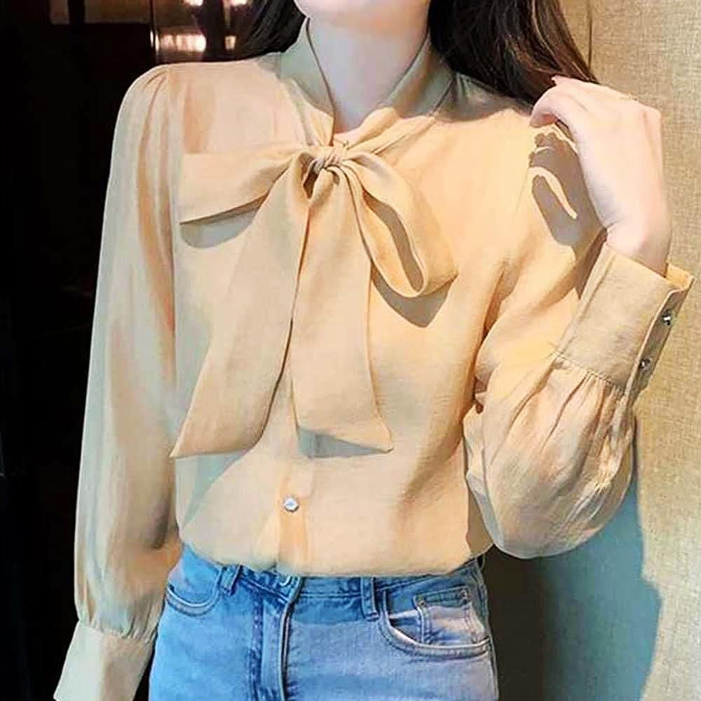 블라우스 면접용블라우스 쉬폰 리본