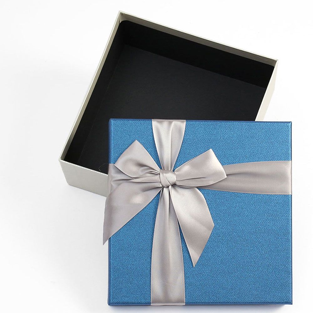 리본 사각 선물상자 박스 2p 세트 21X21cm (블루)